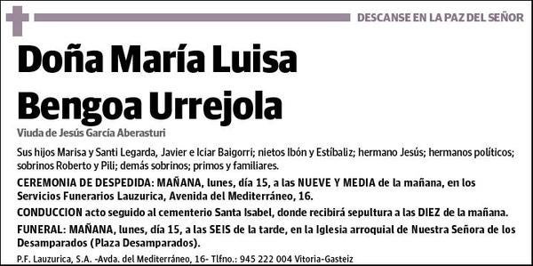 BENGOA URREJOLA,MARIA LUISA