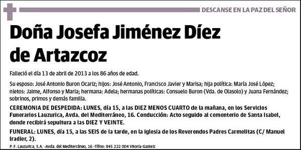 JIMENEZ DIEZ DE ARTAZCOZ,JOSEFA