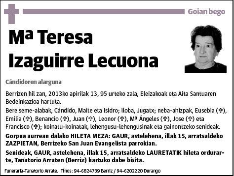 IZAGUIRRE LECUONA,MARIA TERESA