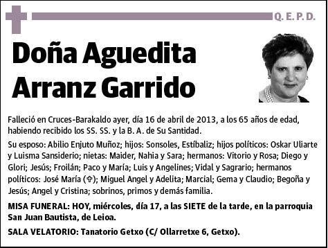 ARRANZ GARRIDO,AGUEDITA