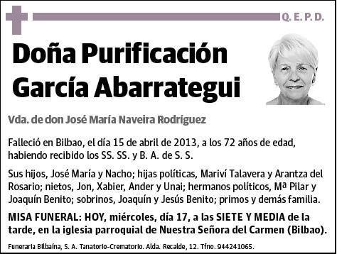 GARCIA ABARRATEGUI,PURIFICACION