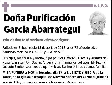 GARCIA ABARRATEGUI,PURIFICACION