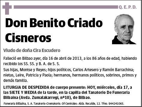 CRIADO CISNEROS,BENITO