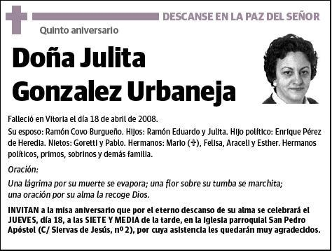 GONZALEZ URBANEJA,JULITA