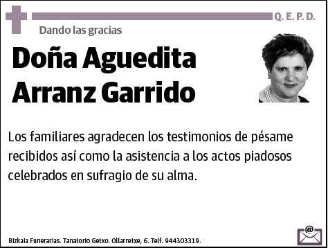 ARRANZ GARRIDO,AGUEDITA