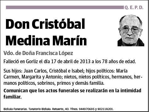 MEDINA MARIN,CRISTOBAL