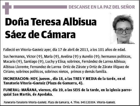 ALBISUA SAEZ DE CAMARA,TERESA