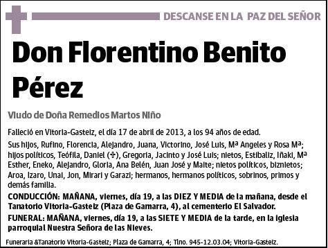 BENITO PEREZ,FLORENTINO