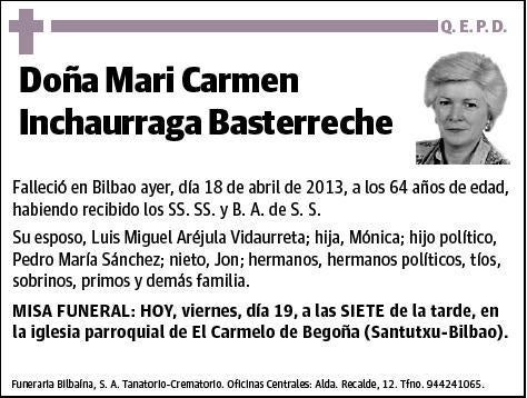 INCHAURRAGA BASTERRECHE,MARI CARMEN