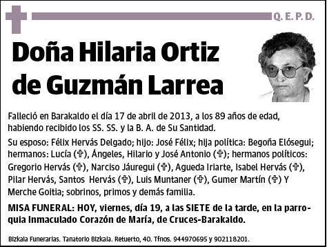 ORTIZ DE GUZMAN LARREA,HILARIA