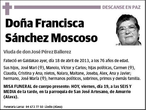 SANCHEZ MOSCOSO,FRANCISCA