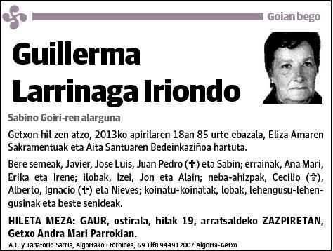 LARRINAGA IRIONDO,GUILLERMA