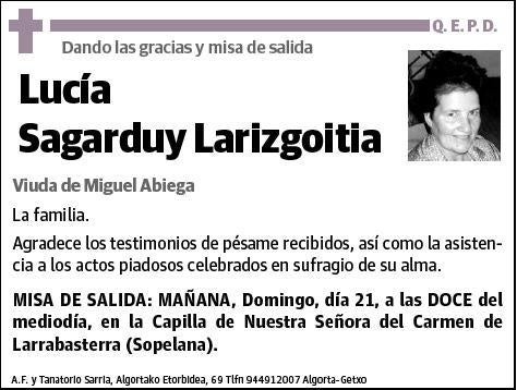 SAGARDUY LARIZGOITIA,LUCIA