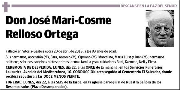 RELLOSO ORTEGA,JOSE MARI-COSME