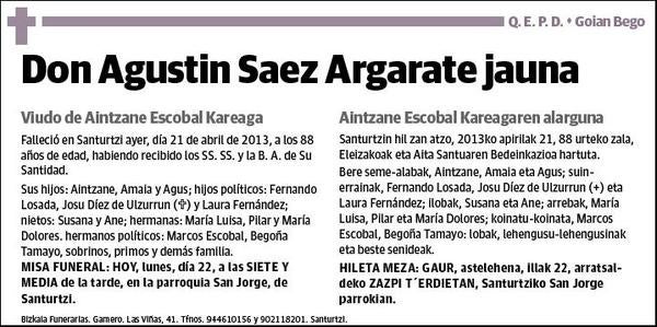 SAEZ ARGARATE,AGUSTIN