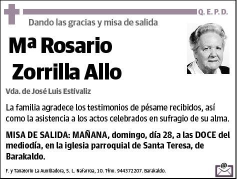 ZORRILLA ALLO,Mª ROSARIO