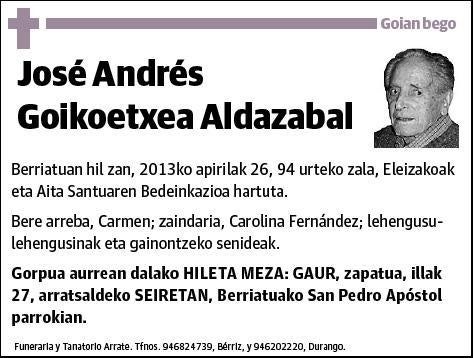 GOIKOETXEA ALDAZABAL,JOSE ANDRES