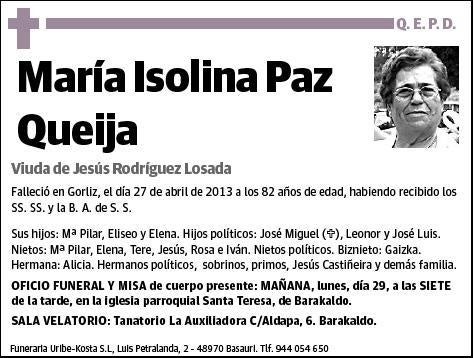 PAZ QUEIJA,MARIA ISOLINA