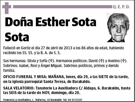 SOTA SOTA,ESTHER