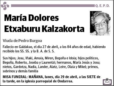 ETXABURU KALZAKORTA,MARIA DOLORES