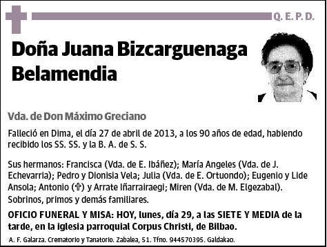 BIZCARGUENAGA BELAMENDIA,JUANA