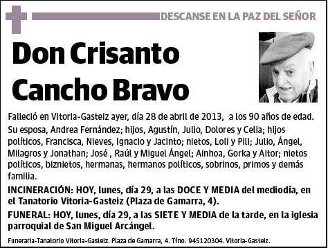 CANCHO BRAVO,CRISANTO