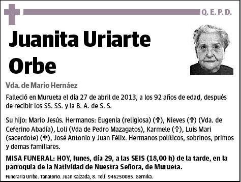 URIARTE ORBE,JUANITA