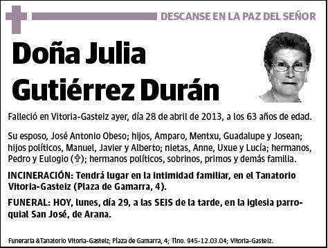 GUTIERREZ DURAN,JULIA