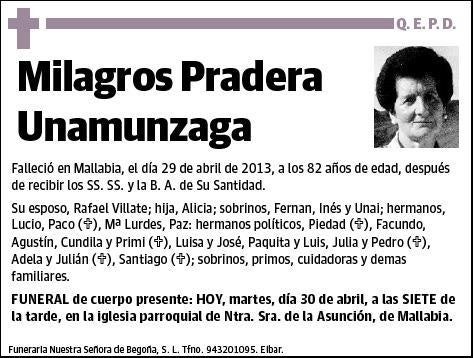 PRADERA UNAMUNZAGA,MILAGROS