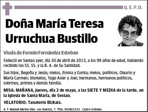 URRUCHUA BUSTILLO,MARIA TERESA