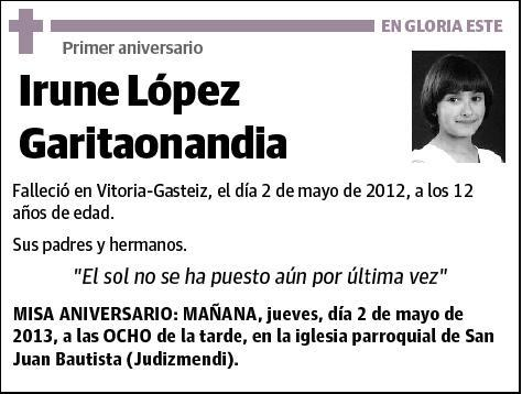 LOPEZ GARITANONANDIA,IRUNE