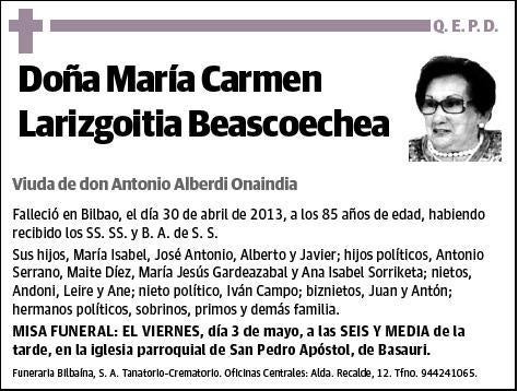 LARIZGOITIA BEASCOECHEA,MARIA CARMEN