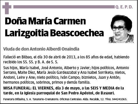 LARIZGOITIA BEASCOECHEA,MARIA CARMEN