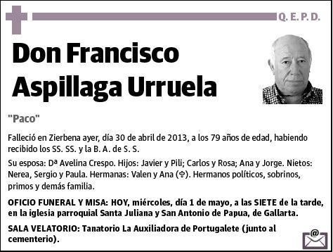 ASPILLAGA URRUELA,FRANCISCO