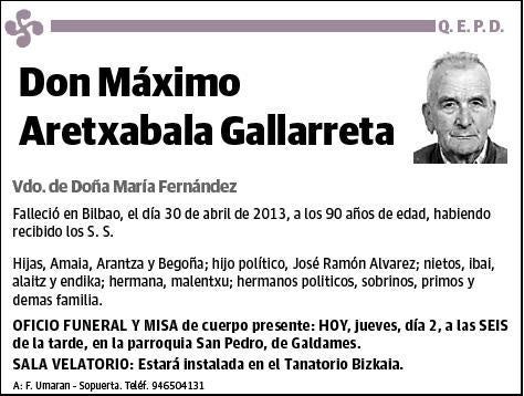 ARETXABALA GALLARRETA,MAXIMO