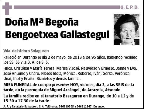 BENGOETXEA GALLASTEGUI,Mª BEGOÑA