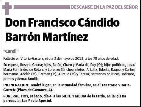 BARRON MARTINEZ,FRANCISCO CANDIDO