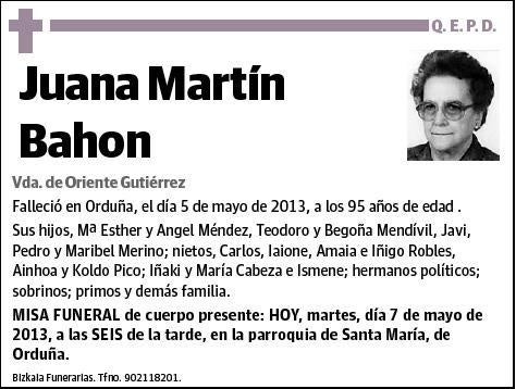 MARTIN BAHON,JUANA