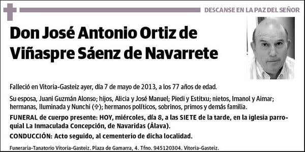 ORTIZ DE VIÑASPRE SAENZ DE NAVARRETE,JOSE ANTONIO