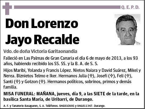 JAYO RECALDE,LORENZO