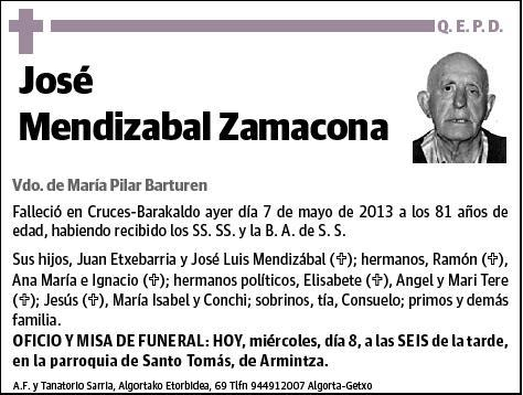 MENDIZABAL ZAMACONA,JOSE