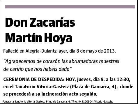 MARTIN HOYA,ZACARIAS