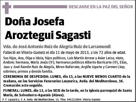 AROSTEGUI SAGASTI,JOSEFA