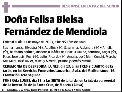 BIELSA FERNANDEZ DE MENDIOLA,FELISA