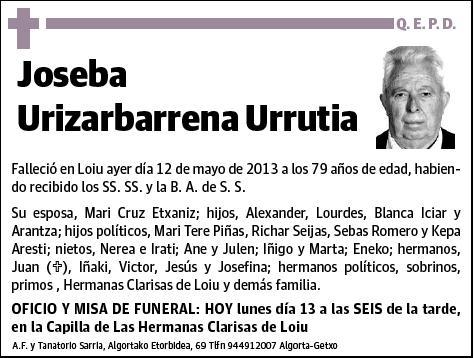 URIZARBARRENA URRUTIA,JOSEBA