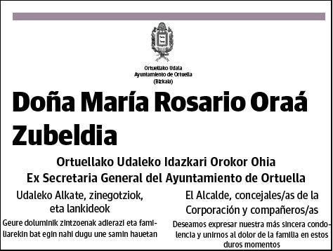 ORAA ZUBELDIA,MARIA ROSARIO