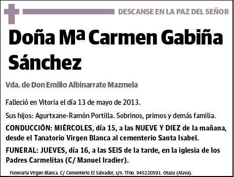 GABIÑA SANCHEZ,Mª CARMEN