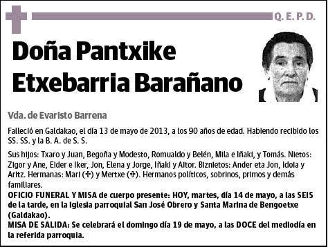 ETXEBARRIA BARAÑANO,PANTXIKE