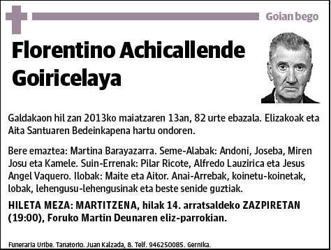 ACHICALLENDE GOIRICELAYA,FLORENTINO