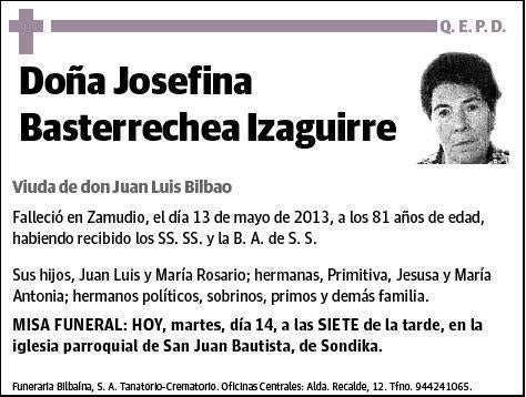 BASTERRECHEA IZAGUIRRE,JOSEFINA